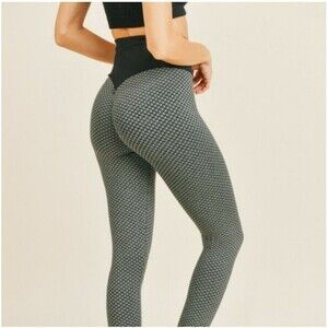 Kimberly C Textured Ruched Derriere Lifting Size Medium Moisture Wicking Legging
